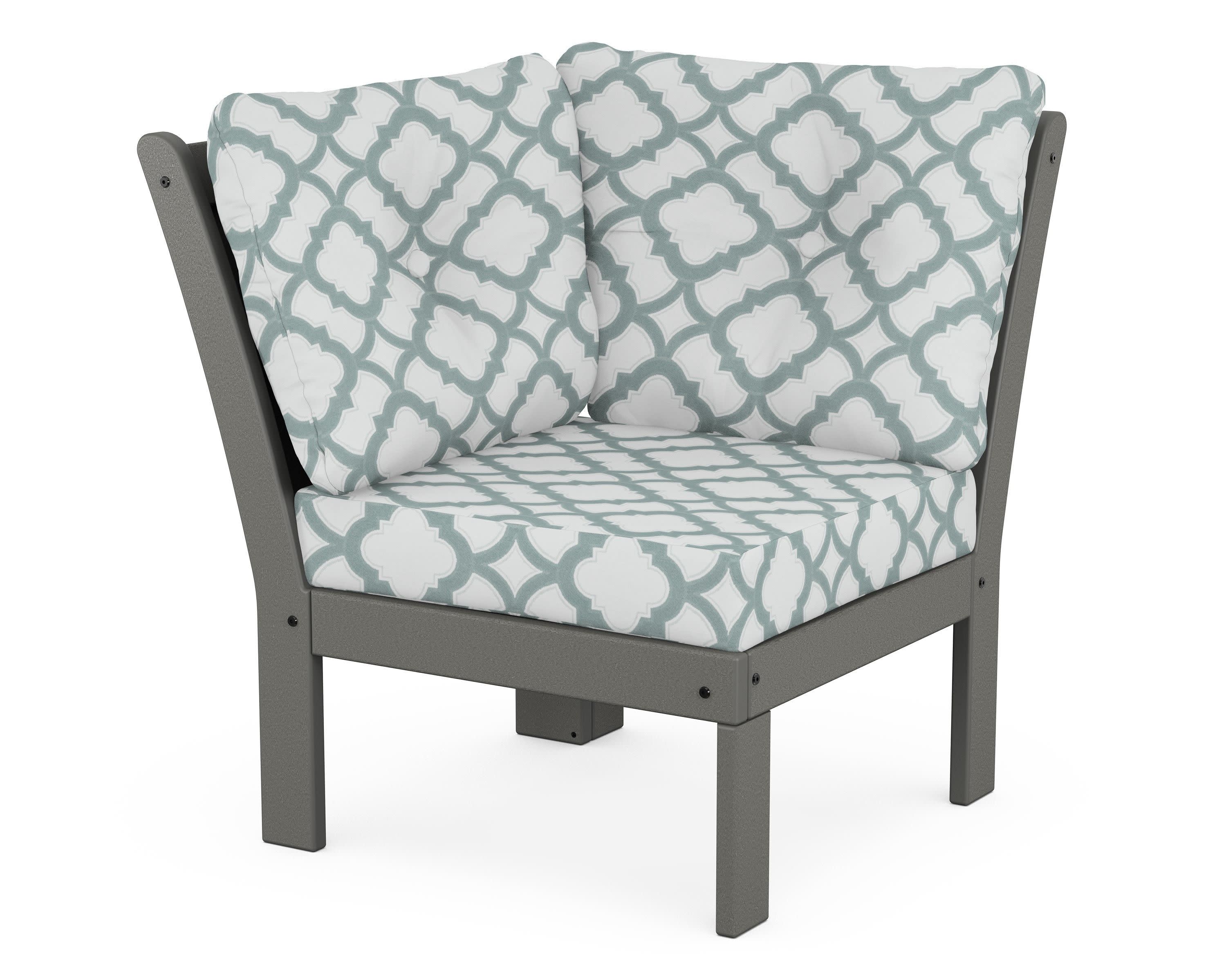 Vineyard Modular Corner Chair in Slate Grey / Trellis Glacier Spa