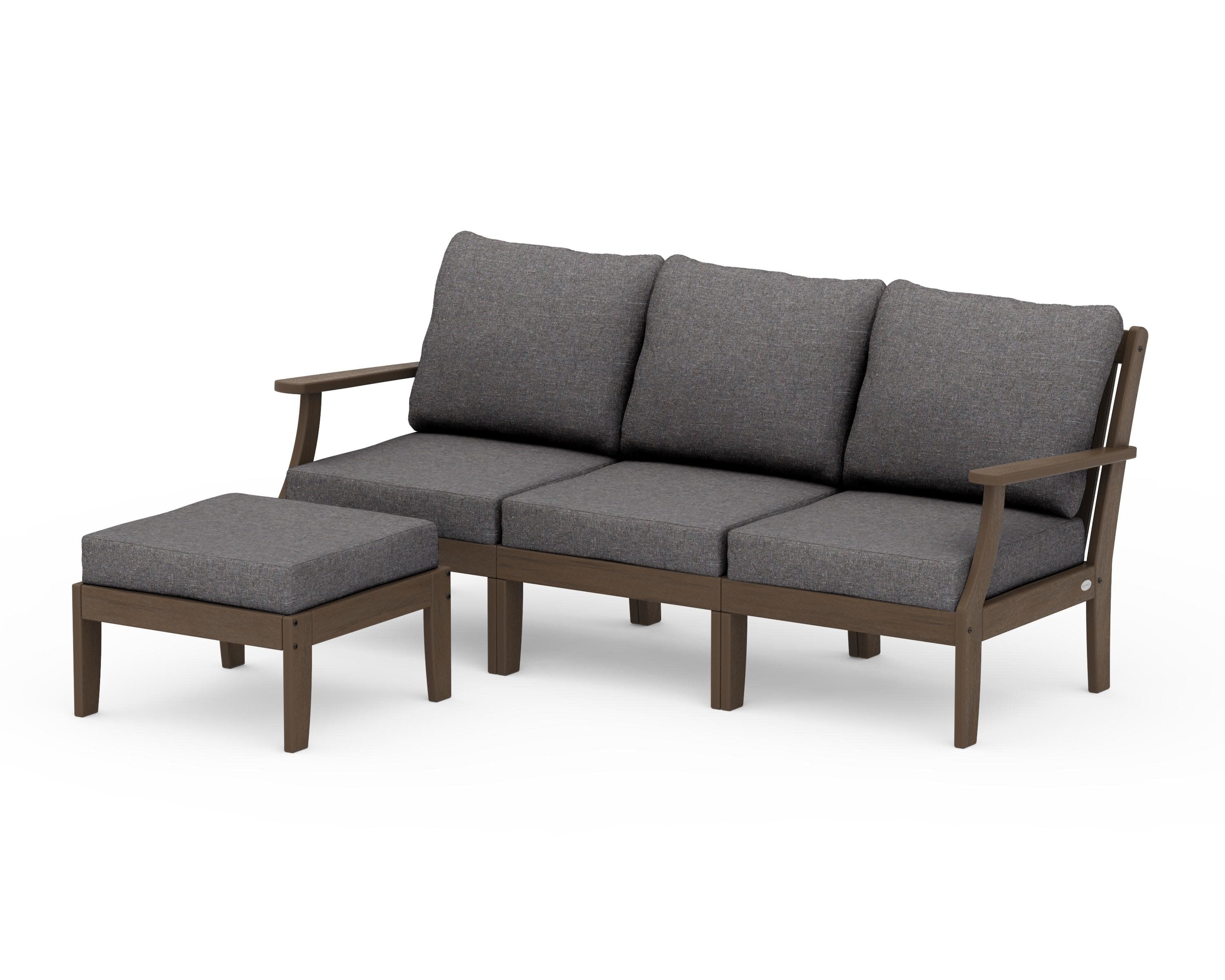 Braxton Modular 4-Piece Deep Seating Set with Ottoman in Kona / Ash Charcoal