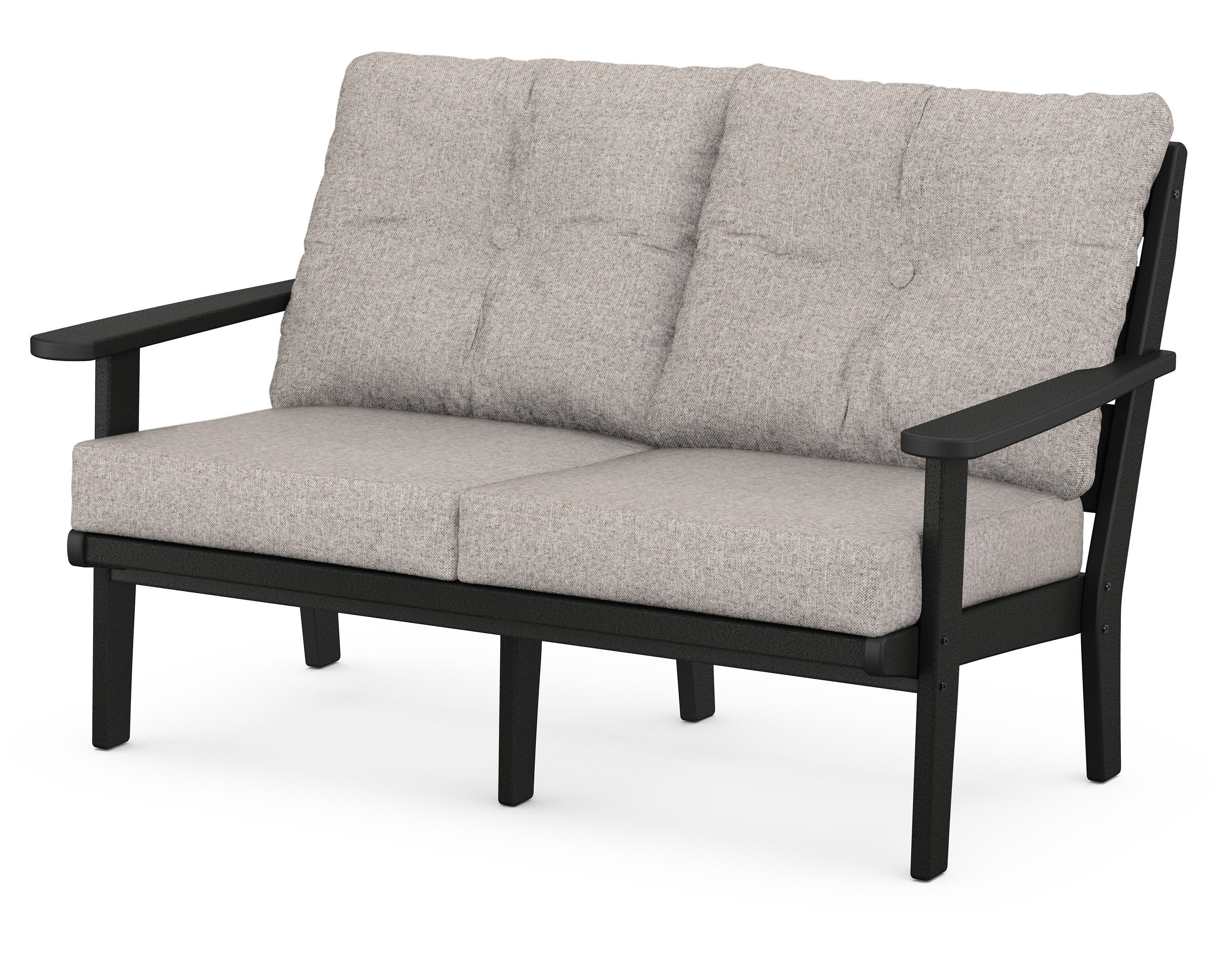 Lakeside Deep Seating Loveseat in Black / Weathered Tweed