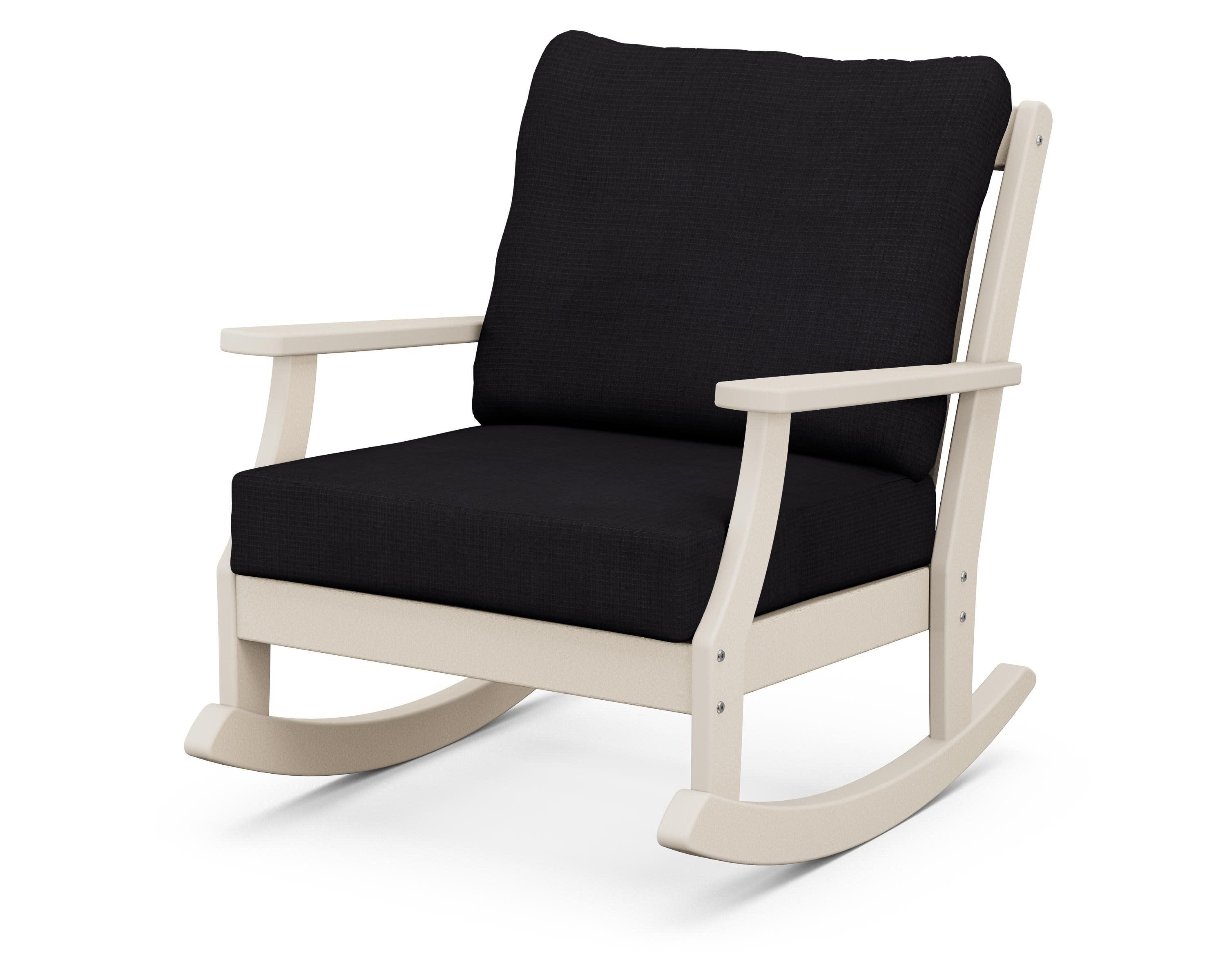 Braxton Deep Seating Rocking Chair in Sand / Midnight Linen