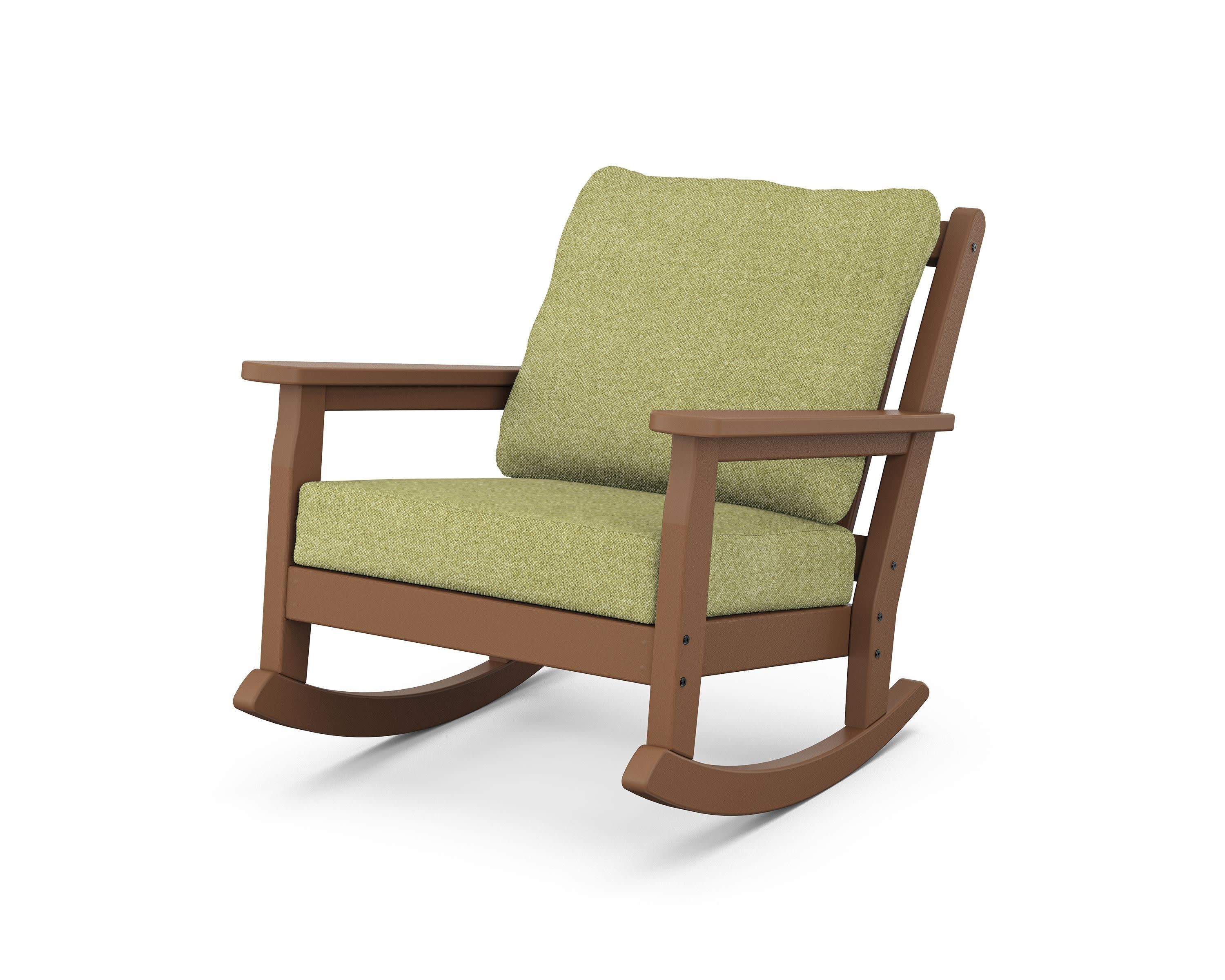 Chippendale Deep Seating Rocking Chair in Teak / Chartreuse Boucle