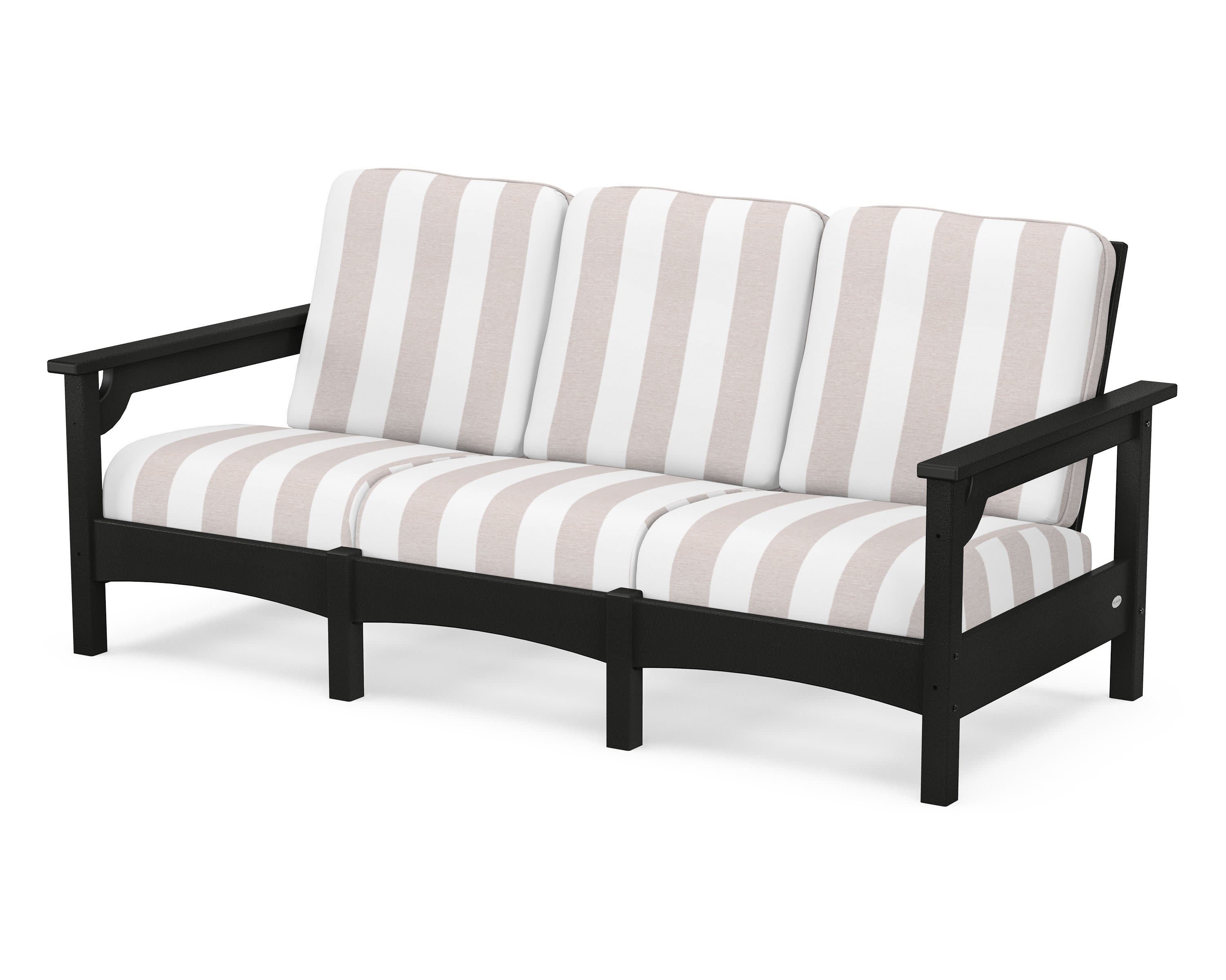 Club Sofa in Black / Cabana Stripe Dune Burlap