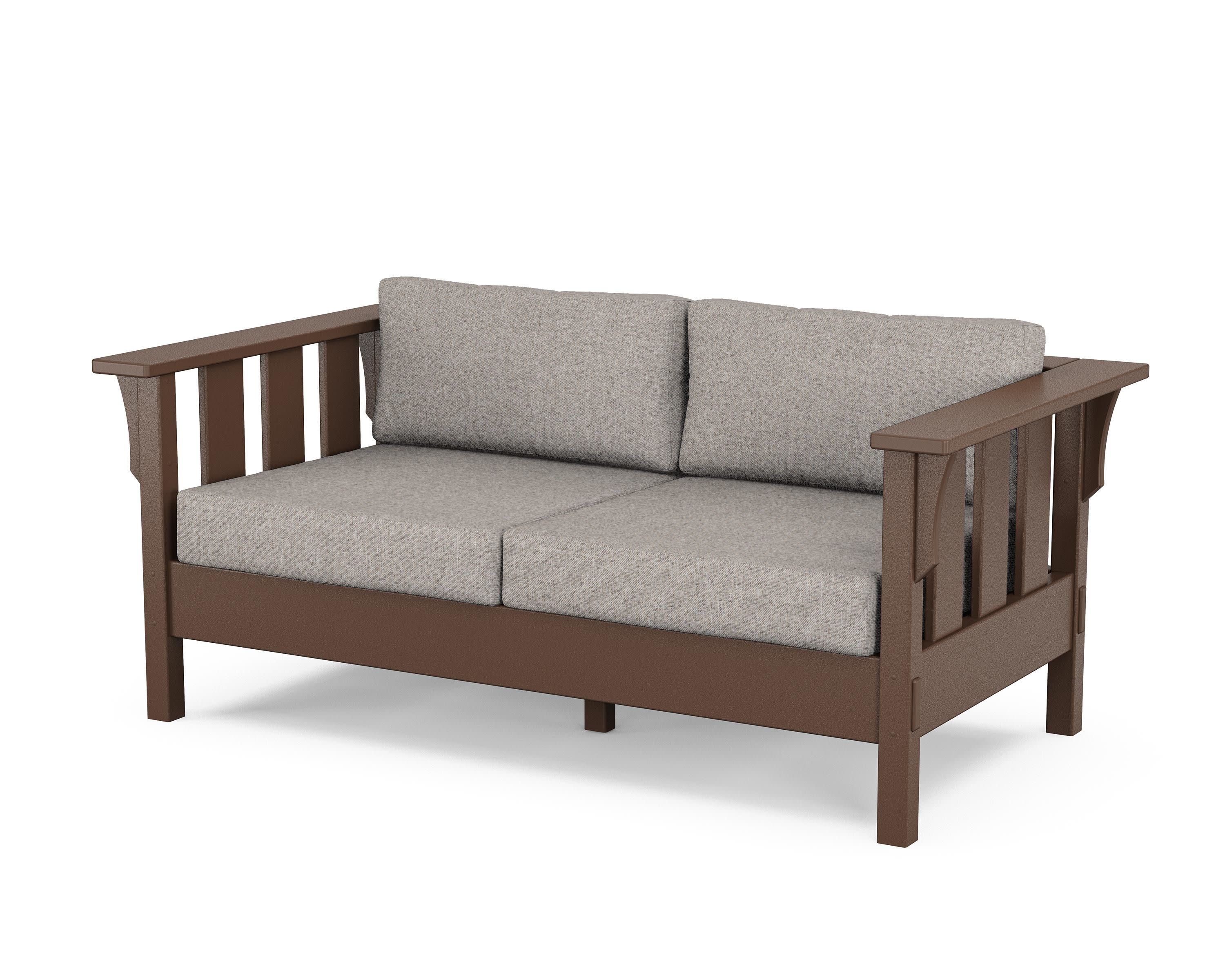 Acadia Deep Seating Loveseat in Mahogany / Weathered Tweed