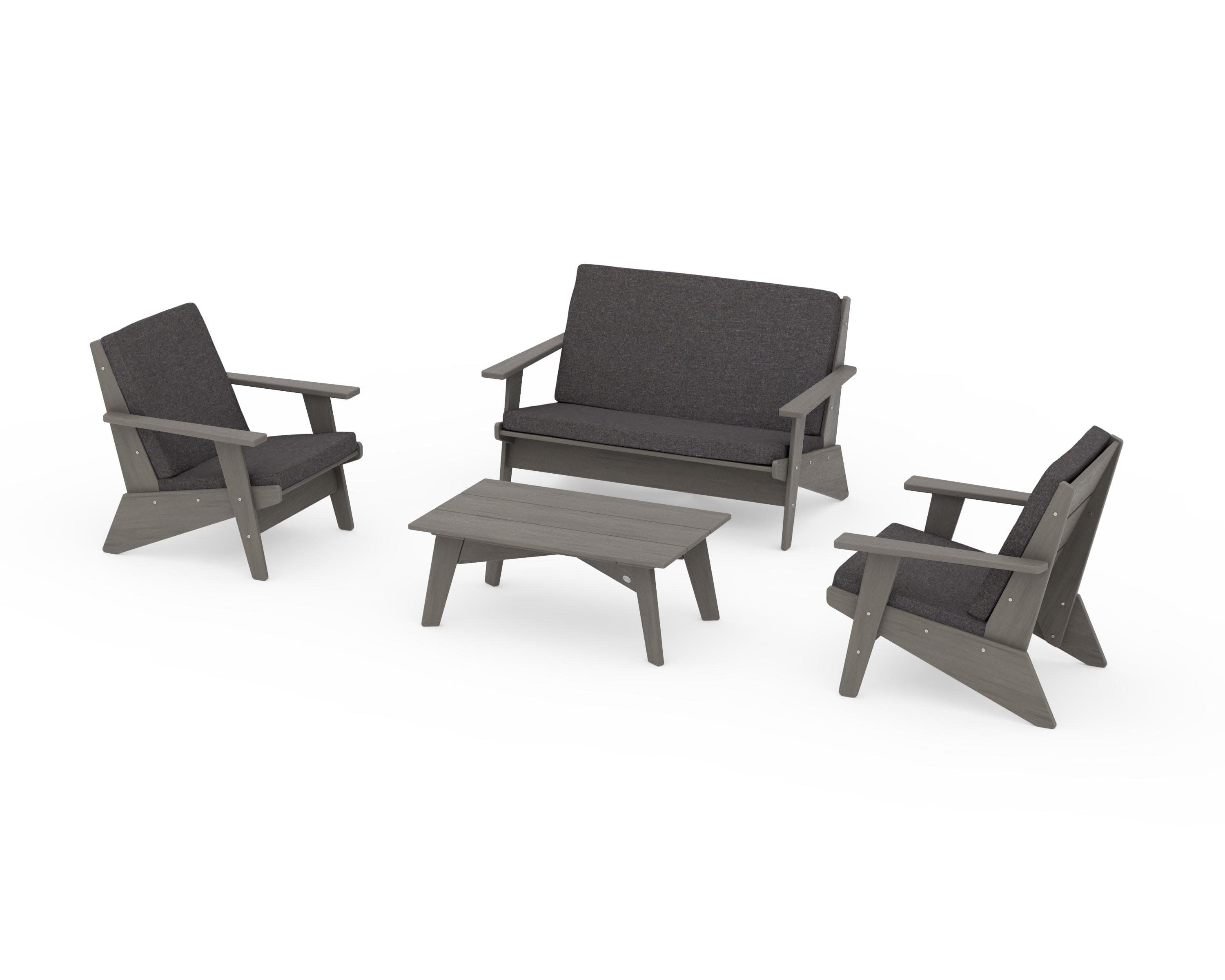 Riviera Modern Lounge 4-Piece Set in Driftwood / Ash Charcoal