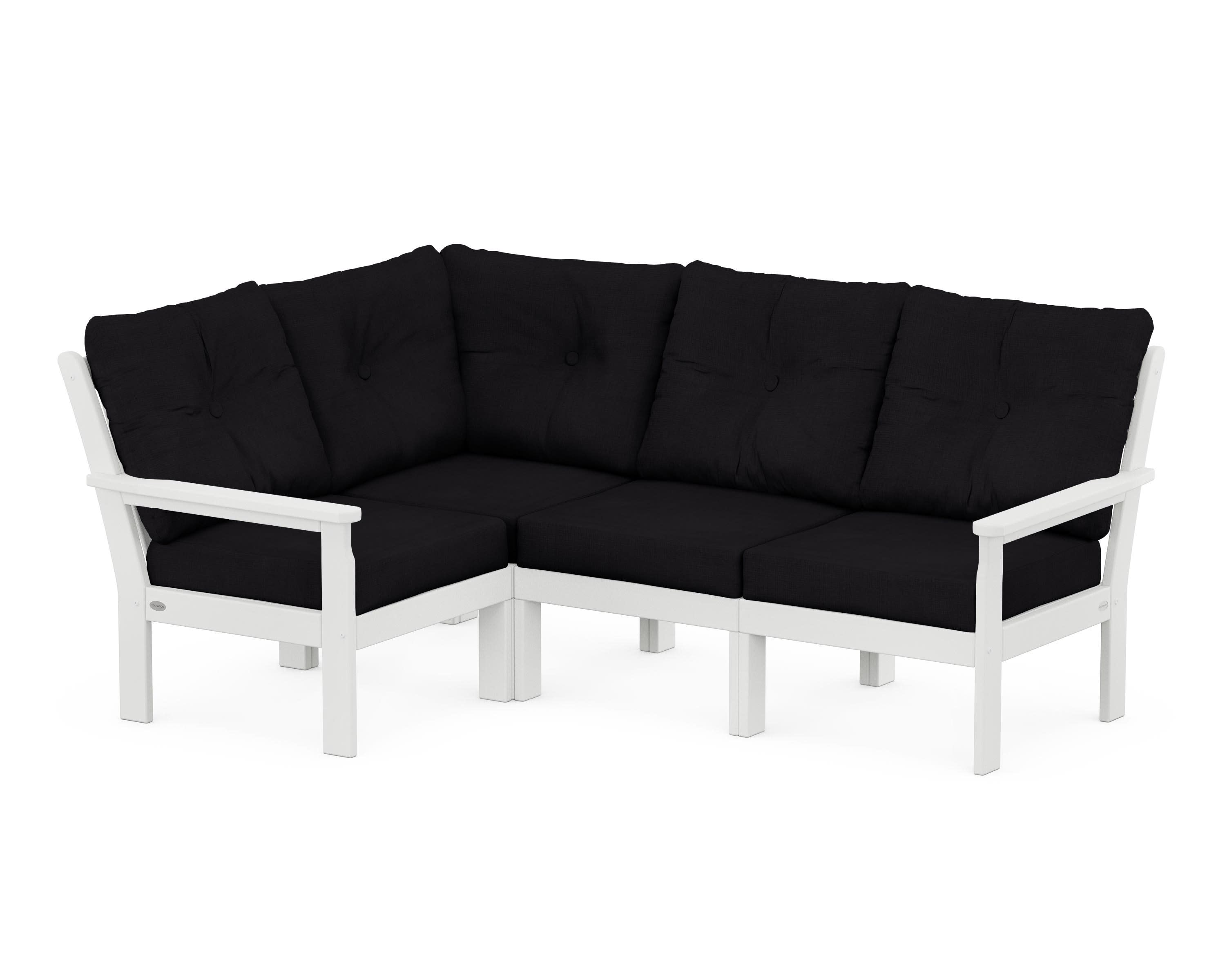 Vineyard 4-Piece Sectional in White / Midnight Linen