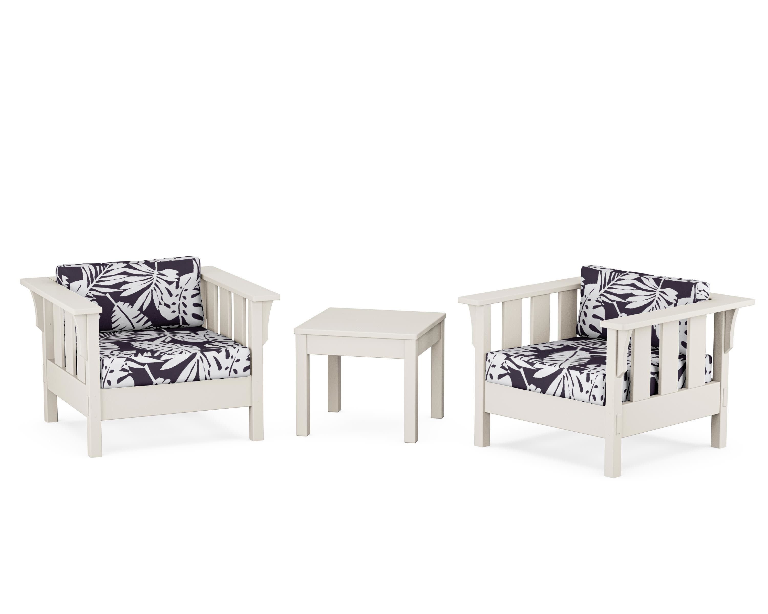 Acadia 3-Piece Deep Seating Set in Sand / Leaf Navy