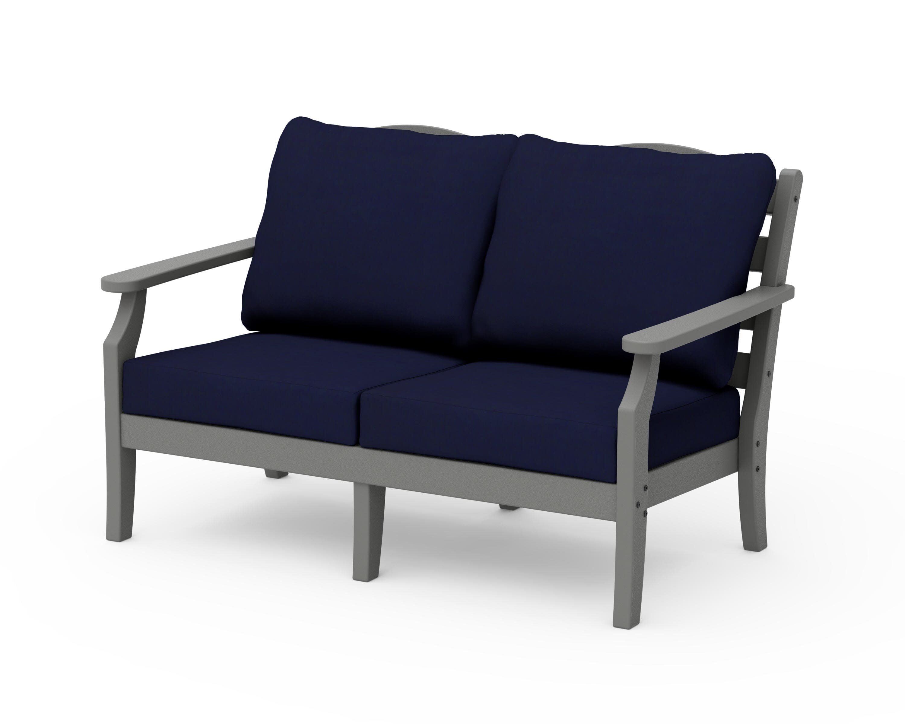 Savannah Deep Seating Loveseat in Slate Grey / Navy