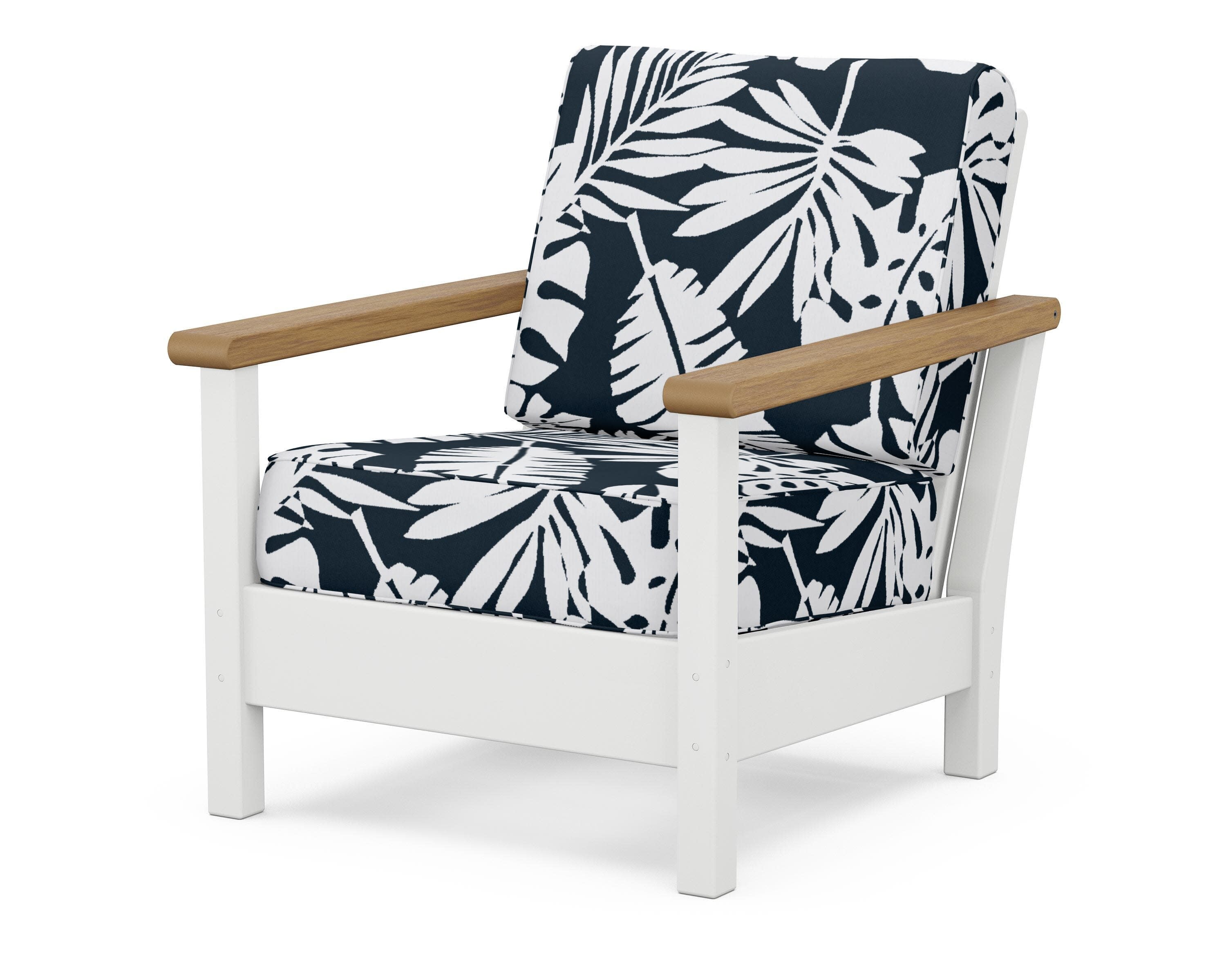 Harbour Deep Seating Chair in White / Natural / Leaf Marine Indigo