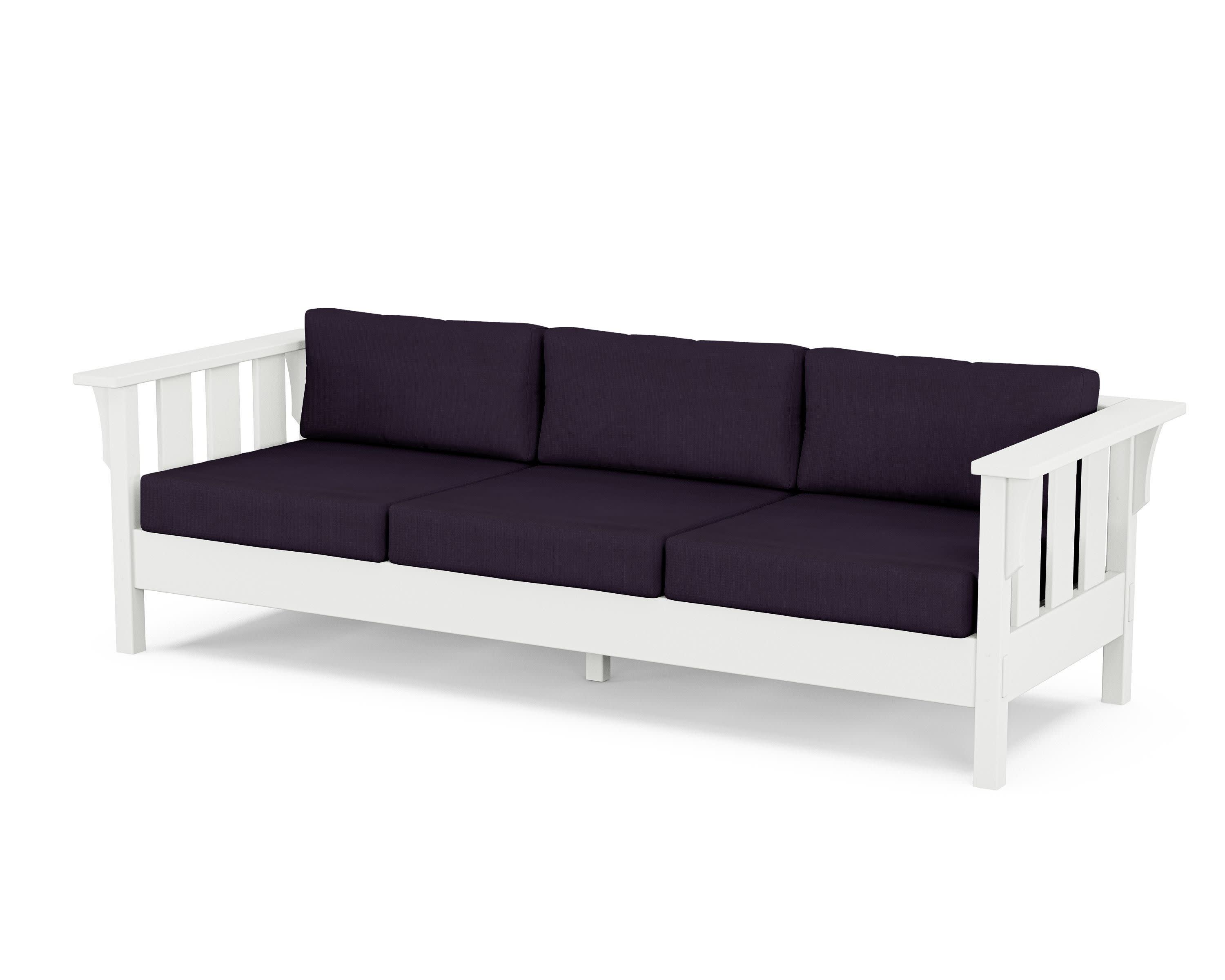 Acadia Deep Seating Sofa in White / Navy Linen