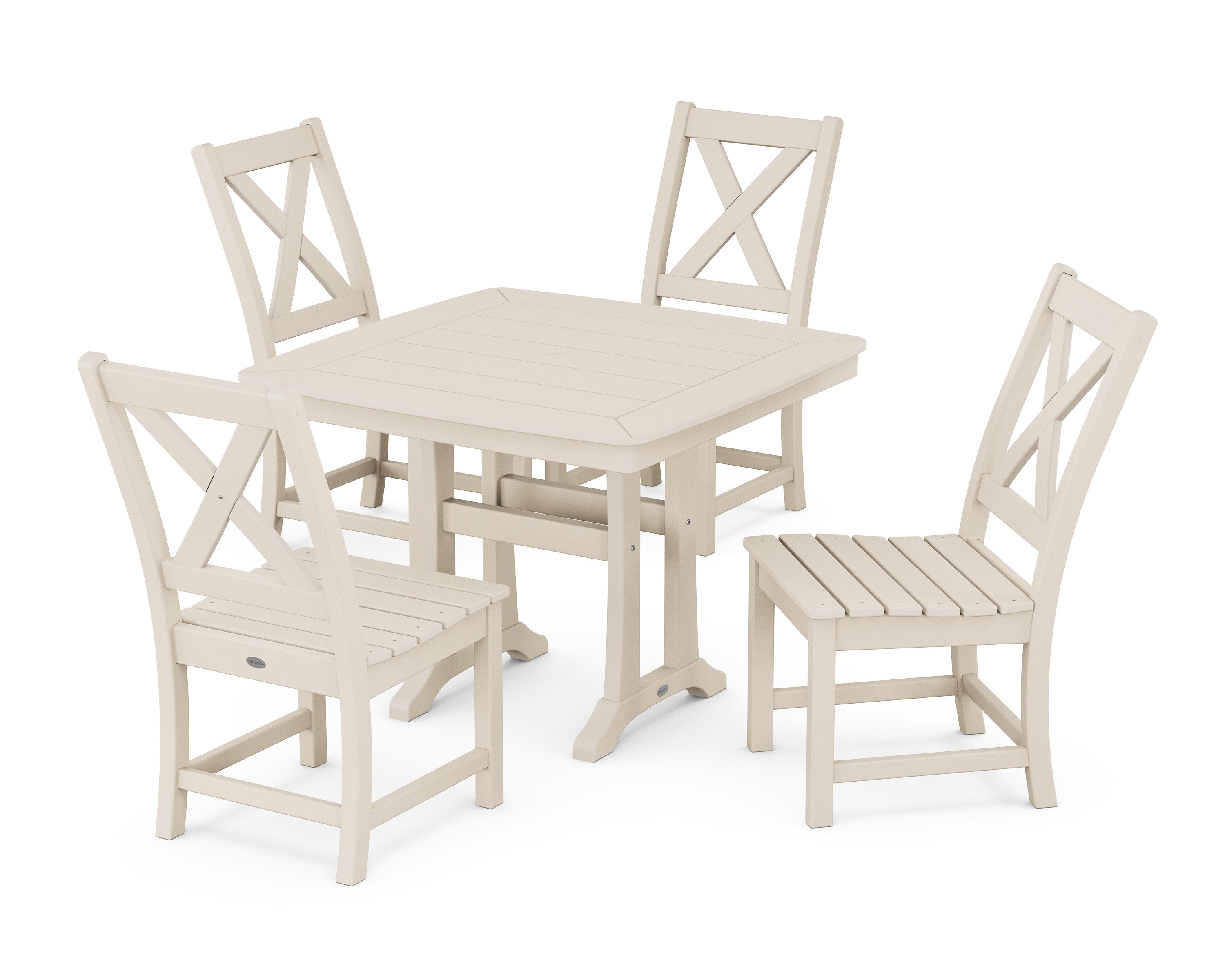 Braxton Side Chair 5-Piece Dining Set with Trestle Legs in Sand