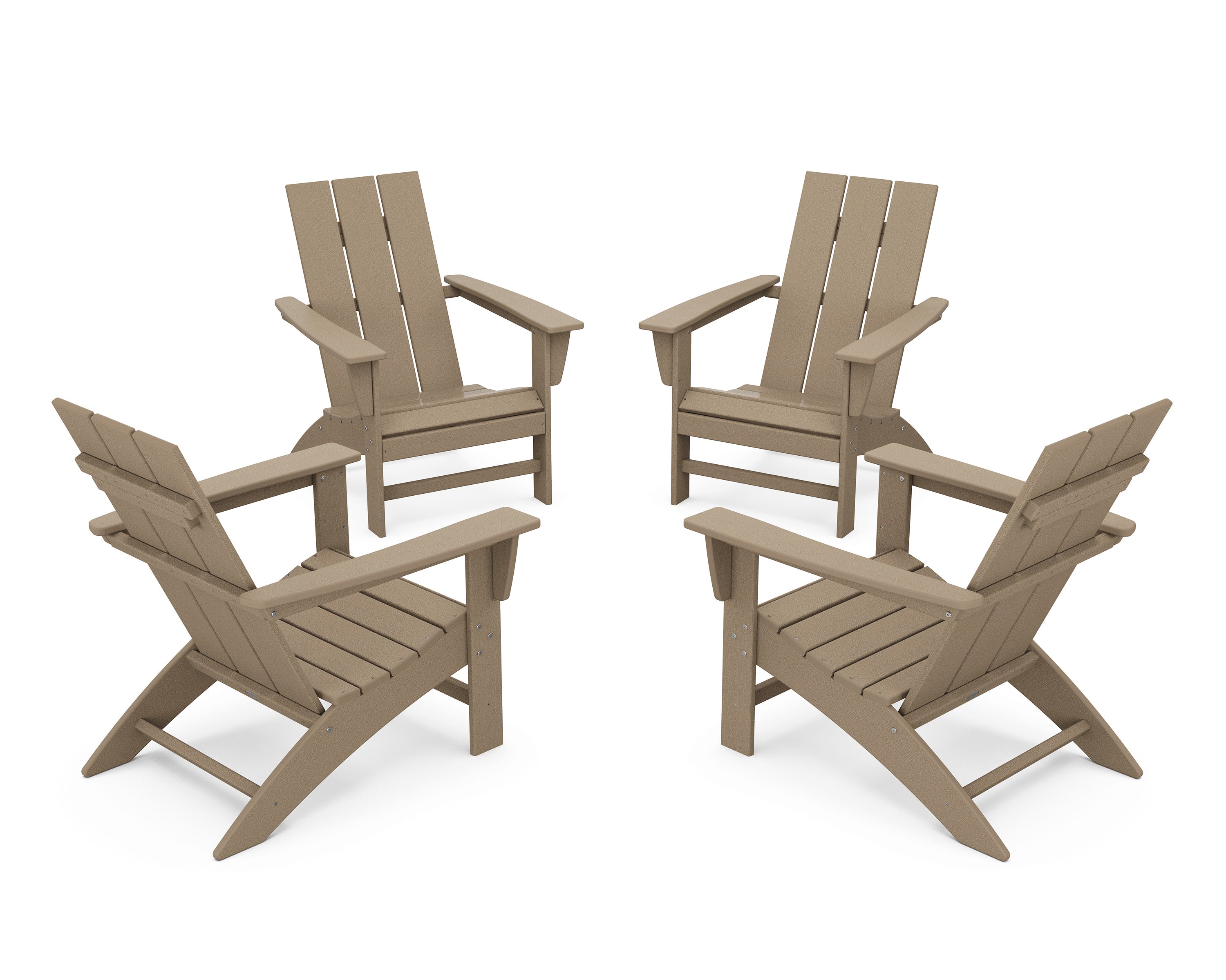 4-Piece Modern Adirondack Chair Conversation Set in Vintage Sahara