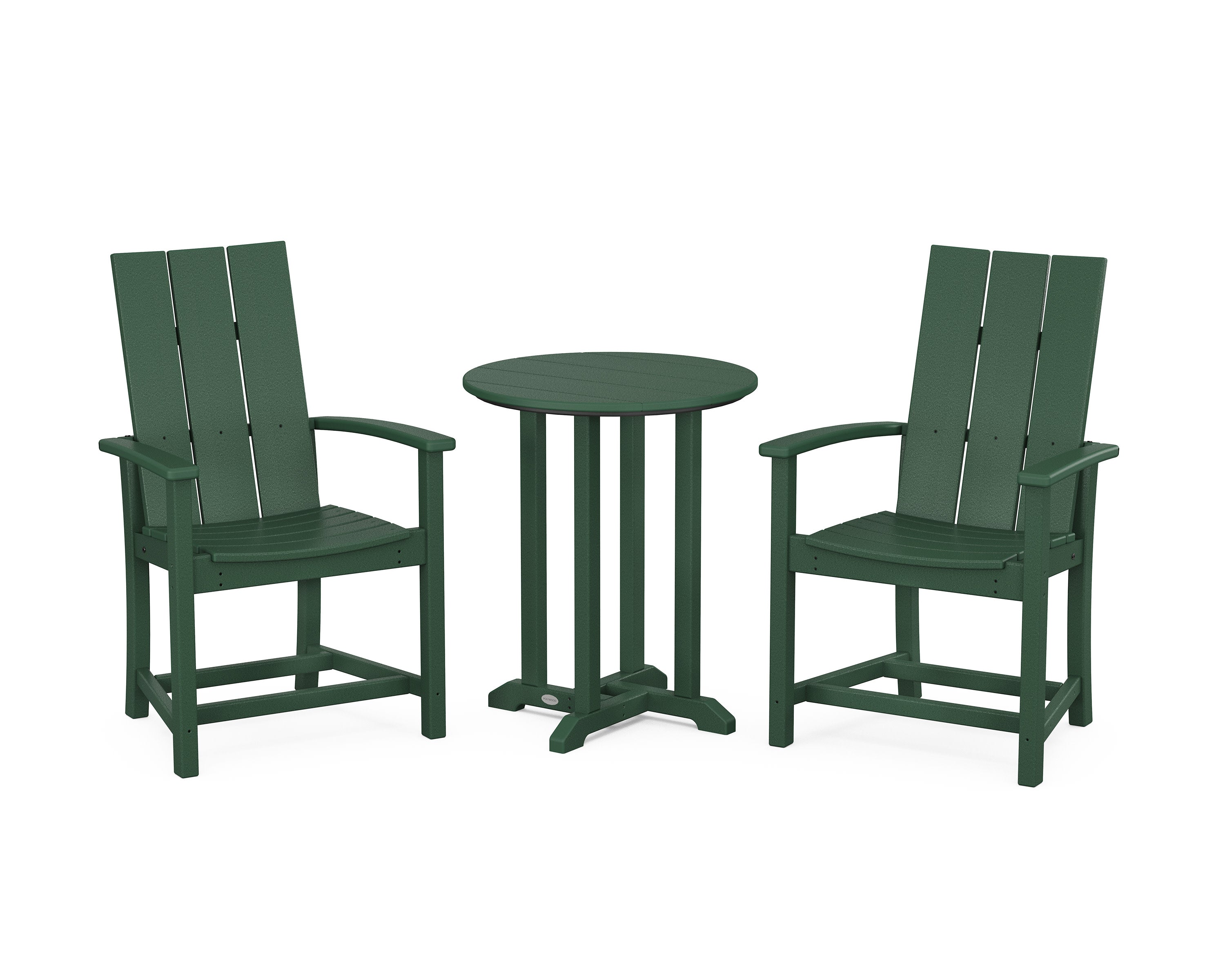 Modern Adirondack 3-Piece Round Farmhouse Bistro Dining Set in Green